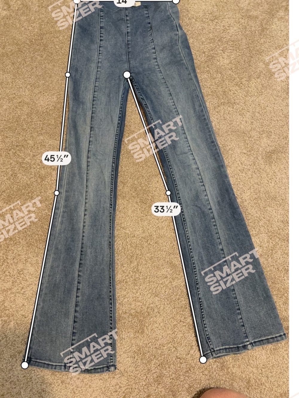 We The Free People Women's High-Rise Flare Jeans in Medium Blue Wash 24. B2 - Picture 6 of 6